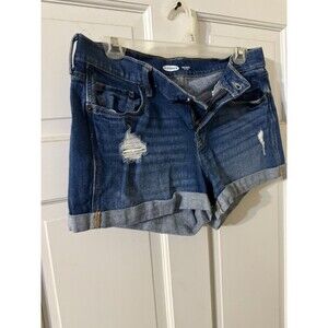 Old Navy Mid Rise Cuffed Distressed Denim Boyfriend Jean Shorts Size 6